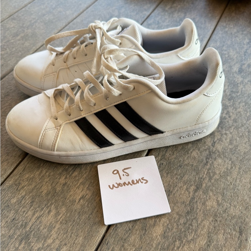 Adidas Classic White Sneakers with Black Stripes